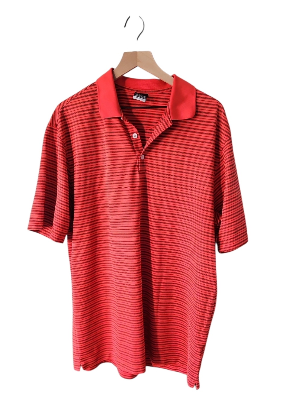 Nike Orange and Black Striped Golf Polo Shirt Men's XL